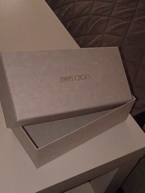 AUTHENTIC Jimmy Choo Light Beige Accessory Box with Gold Logo